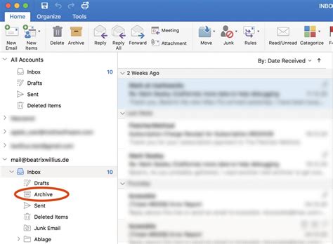 outlook for mac archive mailbox
